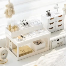 1/2 件白色三层塑料抽屉整理盒 - 设计小巧可爱，适用于文具、发夹、珠宝和化妆品 - 非常适合办公桌和家庭整理，多用途存储解决方案，简约桌面整理器，耐用塑料，办公桌整理器及配件，女士珠宝盒收纳整理器旅行必需品返校宿舍收纳秋季装饰