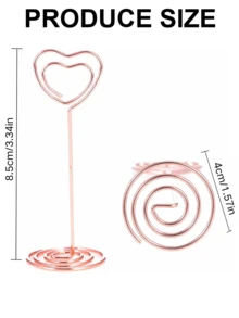 12pcs- Golden Table Number Holder, Wedding Table Card Holder, Table Center Decoration Photo Holder, Memo Photo Holder, Heart-Shaped Table Sign Picture Photo Holder, Valentine's Day Table Decoration, Graduation Ceremony, Mother's Day Decoration, Christmas, Wedding Banquet, Anniversary, Birthday Party Decoration