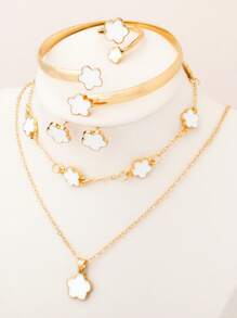 6 件套精致花卉复古设计优雅项链、手链、耳环、戒指首饰套装，适合日常、节日礼物、约会、节日、派对