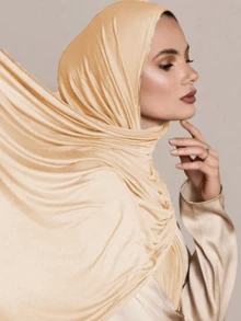 1pc Women's Jersey Hijab, Modal Hijab Sweat Cloth, Solid Color, Silky Soft, Comfortable, Breathable Headscarf, Headwrap, Jersey Turban, 170cm*60cm Scarf Shawl, Suitable For Daily, Outdoor, Prayer, Worship - Multicolor - View 10