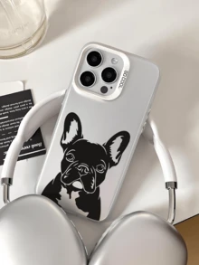 1 Ốp lưng điện thoại bằng da cừu mềm màu xám chống sốc, chống vân tay, thiết kế hình chó Bulldog, tương thích với iPhone 11/12/13/14/15/16/16e/Xs/Xr/8p/7p/7/8, /Galaxy/Redmi/OPPO/Vivo/Infinix, chống nước, chống rơi, chống trầy xước - Bạc - Xem 3