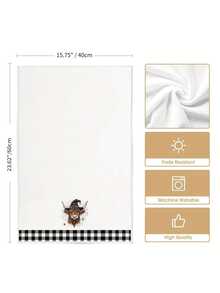 2 pièces/4 pièces/12 pièces Serviettes de cuisine motif yak d'Halloween, serviettes de bain motif yak d'Halloween, serviettes de fête d'Halloween en extérieur, décoration d'Halloween pour la maison, décoration de cuisine d'Halloween, style moderne, séchage rapide, matériau microfibre super doux, rectangulaire, 40 cm * 60 cm, motif imprimé numériquement, convient pour la décoration de fête en extérieur, cadeaux de vacances d'Halloween