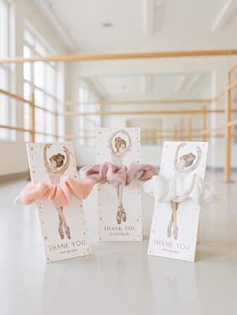 6 pezzi Biglietto con Scrunchie da ballerina, Bomboniera per festa di ballerina, Biglietto di compleanno con Scrunchie, Etichette per Scrunchie a tema tutu (Scrunchie NON INCLUSI)