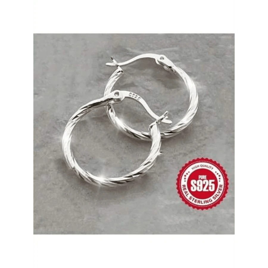 Free Shipping Twist Design 925 Silver Earrings - Hypoallergenic Gift For Women With Sensitive Ears - Bạc - Xem 1