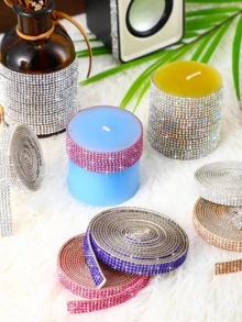 1 Yard Large-Sized Self-Adhesive Rhinestone Ribbon, Rhinestone Strip, DIY Diamond Sparkling Ribbon Sticker, Rhinestone Tape Roll, Suitable For Handicrafts, Mobile Phone And Car Decoration