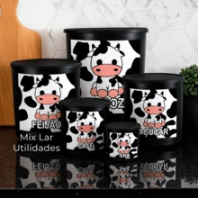 Decorated 5-Piece Kitchen Storage Jar Kit - 黑色 - 查看 2