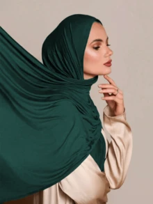 1pc Women's Jersey Hijab, Modal Hijab Sweat Cloth, Solid Color, Silky Soft, Comfortable, Breathable Headscarf, Headwrap, Jersey Turban, 170cm*60cm Scarf Shawl, Suitable For Daily, Outdoor, Prayer, Worship - Multicolor - View 9