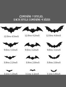 120 piezas de decoraciones de Halloween, pegatinas de murciélagos negros, calcomanías de murciélagos 3D, decoraciones para fiestas, pegatinas de pared para ambientación de escena