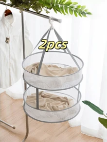 1pc Dual-Layer Drying Rack, Foldable Hanging Sweater Drying Net For Socks, Sweaters, Shirts, Toys, Underwear, Clothes Drying Rack, Easy Hanging Design, No Electricity Needed - Suitable Household Accessory, Laundry Storage (Random Color/Style) - Multicolor - View 14