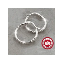 Free Shipping Twist Design 925 Silver Earrings - Hypoallergenic Gift For Women With Sensitive Ears - Bạc - Xem 2
