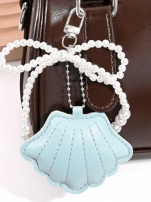 1 pieza Colgante decorativo con concha y perla falsa de estilo oceánico, adecuado para vacaciones de verano, playa, accesorios de coche, regalos para mujeres
