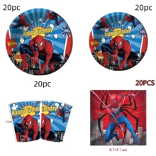 80pcs Marvel Spiderman Themed Tableware - Vibrant Superhero Design, Suitable For Easter, Mother's Day, Father's Day Parties, All Season Kitchen & Dining Decor, Cartoon Pattern, Holiday Shoppers, Theme Party Decorations