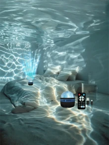 1. USB供电波浪投影灯，带RGB LED显示屏，星空投影氛围灯，遥控器，7种颜色模式，亮度可调，多色照明，适用于卧室、家庭影院、房间装饰、节日礼物、婚礼、露营等场合。 - 多色光 - 查看 2