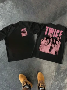 Men's Shirts Casual Soft Breathable Group Photo Of TWICE In Pink Tone For Holiday Layering Student - 黑色 - 查看 1
