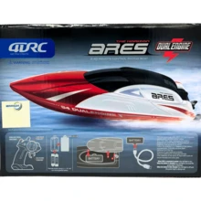 High-Speed Remote Control Boat With Twin Propellers, Waterproof, Rechargeable Battery, And Long-Range Control | Streamlined Design For Use In A Pool, Lake, Or Pond | Ideal For Kids, Teens, And Model Boating Enthusiasts - 紅色 - 查看 2