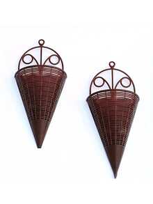 Cestas de flores de plástico para parede, vasos cônicos decorativos para plantas artificiais, vasos de flores de vime com formato irregular, adequados para decoração de casa, multifuncionais e como presentes