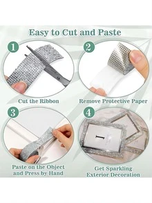 1 Yard Large-Sized Self-Adhesive Rhinestone Ribbon, Rhinestone Strip, DIY Diamond Sparkling Ribbon Sticker, Rhinestone Tape Roll, Suitable For Handicrafts, Mobile Phone And Car Decoration
