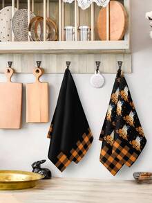 2 piezas/4 piezas/12 piezas Toallas de cocina con estampado de gato de Halloween, toallas de baño con estampado de calabaza de Halloween, toallas para fiestas al aire libre de Halloween, decoración del hogar de Halloween, decoración de cocina de Halloween, estilo moderno, secado rápido, material de microfibra súper suave, rectangular, 15.75IN*23.62IN/40*60CM con estampado digital, adecuado para decoración de fiestas al aire libre, regalos de vacaciones de Halloween