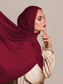 1pc Women's Jersey Hijab, Modal Hijab Sweat Cloth, Solid Color, Silky Soft, Comfortable, Breathable Headscarf, Headwrap, Jersey Turban, 170cm*60cm Scarf Shawl, Suitable For Daily, Outdoor, Prayer, Worship - Multicolor - View 8
