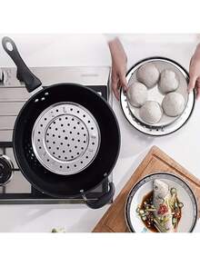 1pc Stainless Steel Egg Steamer Rack, Elevated Steaming Tray, Multi-Function Kitchen Steamer - Silver - View 5