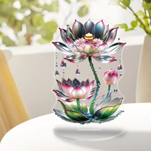 1pc Elegant 2D Acrylic Lotus Flower Display Stand, Multipurpose Festive Decoration For Home And Office, Vibrant Holiday Gift Item - Multicolor - View 8