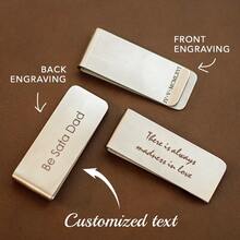 Ví cá nhân độc đáo, Quà tặng cho chồng, Quà tặng cho phù rể, Quà tặng kỷ niệm cho cha, Ví kẹp tiền bằng kim loại, Ví kim loại có tên hoặc văn bản tùy chỉnh, Ví khắc tùy chỉnh - Bạc - Xem 8