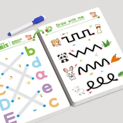 1 件 32 页全脑开发训练套装、阅读和写作练习册 - 笔控制和绘画教育书 | 学习写作技巧、可擦除儿童书写贴纸、返校礼物、生日礼物、圣诞节、感恩节和其他 11 个节日礼物（不包括笔和橡皮擦）