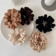 5pcs Women's High-Quality Plush Hair Scrunchies In Black, Beige, Brown, White, Khaki, Fashionable And Versatile, Elegant And Simple Style, Suitable For Daily Wear, Casual, Party, Commute, Vacation, Hair Styling, Washing Face, Makeup, Outfit Matching, Hair Accessories, Winter Fall Autumn Accessories, Hair Ties, Scrunchy Hair Ties, Sport