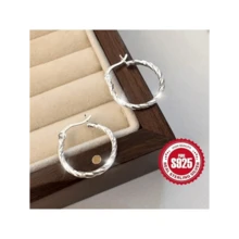Free Shipping Twist Design 925 Silver Earrings - Hypoallergenic Gift For Women With Sensitive Ears - Bạc - Xem 6
