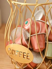 1 pezzo Cestino portacapsule da caffè in oro - Acciaio inossidabile, contiene 30 capsule, compatibile con /, adatto anche per conservare snack, frutta, giocattoli; adatto come pezzo decorativo per scrivania, cucina, camera da letto, regalo e decorazione per il nuovo anno