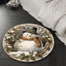 1pc Christmas Snowman Velvet Carpet, Living Room Carpet, Dining Room Carpet, Study Carpet, Computer Room Carpet, Bedroom Carpet, All Season Carpet, New Design This Year, Machine Washable, Made Of Velvet Material, Skin-Friendly And Soft, Suitable For Halloween, Gift, Celebration, Party, Trick Or Treat, Halloween Decoration, Personalized Home Decor, Fashionable Home