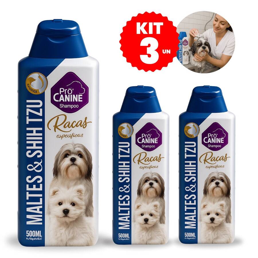 3 Shampoo para Cachorro Raças Específicas Maltes e Shih-Tzu PróCanine ...
