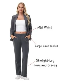 Women's Petite/Regular/Tall 3 Lengths Soft Rayon Sweatpants Breathable Pants With Adjustable Shockcord  Casual With Available Inseam - 深灰色 - 查看 5