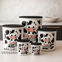 Decorated 5-Piece Kitchen Storage Jar Kit - Đen và Trắng - Xem 2