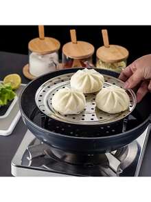 1pc Stainless Steel Egg Steamer Rack, Elevated Steaming Tray, Multi-Function Kitchen Steamer - Silver - View 1