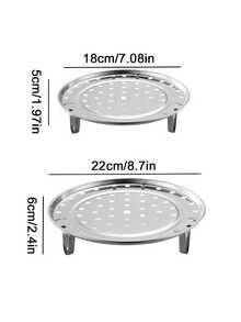 1pc Stainless Steel Egg Steamer Rack, Elevated Steaming Tray, Multi-Function Kitchen Steamer - Silver - View 2