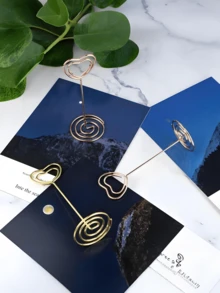 12pcs- Golden Table Number Holder, Wedding Table Card Holder, Table Center Decoration Photo Holder, Memo Photo Holder, Heart-Shaped Table Sign Picture Photo Holder, Valentine's Day Table Decoration, Graduation Ceremony, Mother's Day Decoration, Christmas, Wedding Banquet, Anniversary, Birthday Party Decoration