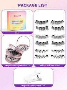 Waloshow 3 Pairs/Set CC Curled Natural Look Reusable Magnetic Eyelashes, Comes With Professional Applicator, No Glue Needed, Easy To Apply And Remove, Creates Natural Makeup Look, 3D Natural Spiky Cartoon Style False Eyelashes, Fluffy And Soft, Strip Eyelashes - Natural Lashes - View 4