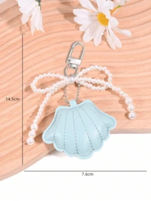 1 pieza Colgante decorativo con concha y perla falsa de estilo oceánico, adecuado para vacaciones de verano, playa, accesorios de coche, regalos para mujeres