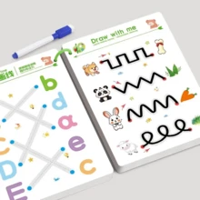 1 件 32 页全脑开发训练套装、阅读和写作练习册 - 笔控制和绘画教育书 | 学习写作技巧、可擦除儿童书写贴纸、返校礼物、生日礼物、圣诞节、感恩节和其他 11 个节日礼物（不包括笔和橡皮擦） - 彩色 - 查看 2