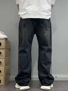 Quần jean denim bạc màu, rách nhẹ, dáng suông, đa năng dành cho nam thiếu niên, phù hợp cho mọi mùa. - Rửa tối - Xem 3