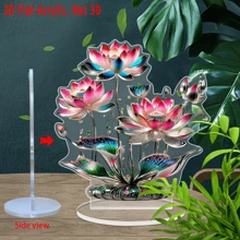 1pc Elegant 2D Acrylic Lotus Flower Display Stand, Multipurpose Festive Decoration For Home And Office, Vibrant Holiday Gift Item - Multicolor - View 10