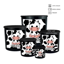 Decorated 5-Piece Kitchen Storage Jar Kit - 黑色 - 查看 3