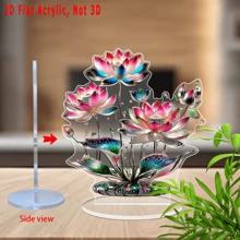 1pc Elegant 2D Acrylic Lotus Flower Display Stand, Multipurpose Festive Decoration For Home And Office, Vibrant Holiday Gift Item - Multicolor - View 9