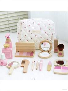 1PC-Wooden Pretend Play Makeup Toys Simulation Cosmetics Set Girls Play Hairdressing Simulation Make Up Preschool Toys - Multicolor - View 2