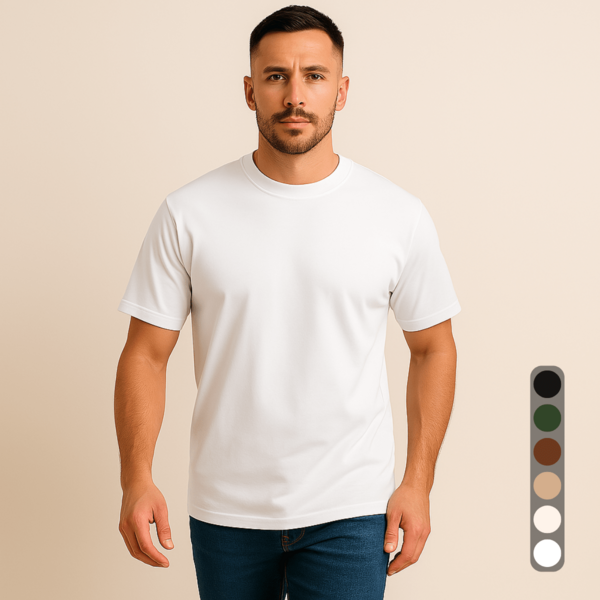 Camiseta Básica Masculina em Algodão Slim Fit Casual Reta Blusa Lisa Manga Curta
