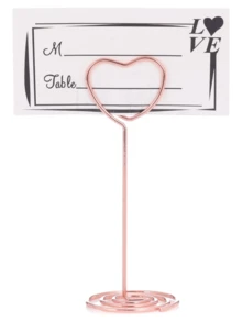 12pcs- Golden Table Number Holder, Wedding Table Card Holder, Table Center Decoration Photo Holder, Memo Photo Holder, Heart-Shaped Table Sign Picture Photo Holder, Valentine's Day Table Decoration, Graduation Ceremony, Mother's Day Decoration, Christmas, Wedding Banquet, Anniversary, Birthday Party Decoration