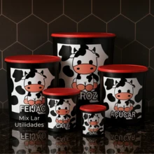 Decorated 5-Piece Kitchen Storage Jar Kit - Negro y rojo - Ver 2