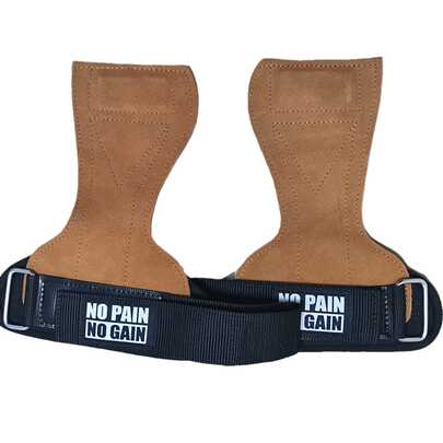 Un par de 2 piezas de guantes de palma de cuero de alta calidad Correas de levantamiento de peso muerto de cuero Agarres de levantamiento ajustables para entrenamiento en el gimnasio