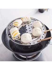 1pc Stainless Steel Egg Steamer Rack, Elevated Steaming Tray, Multi-Function Kitchen Steamer - Silver - View 4